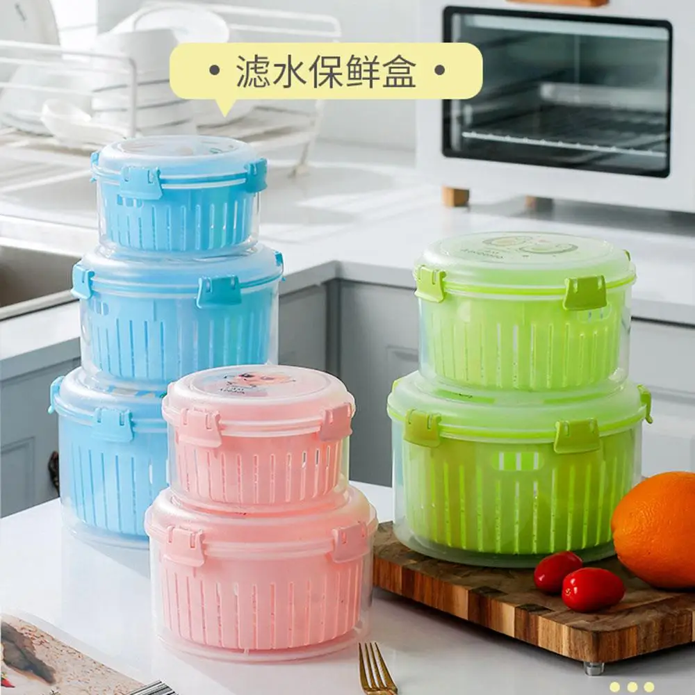 Fresh Produce Saver Veggie Fruit Storage Crisper with Drain Colander Fridge Food Storage Container with Strainer