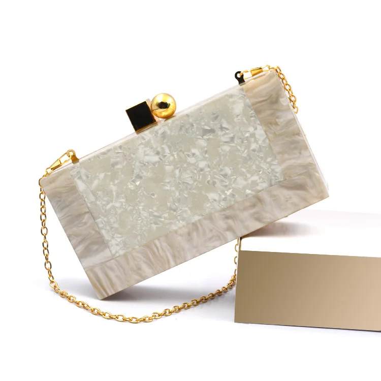 
Fashion Women Party Purse Acrylic Clutch Box Bags Marble unique Evening Bag crossbody single shoulder handbags 