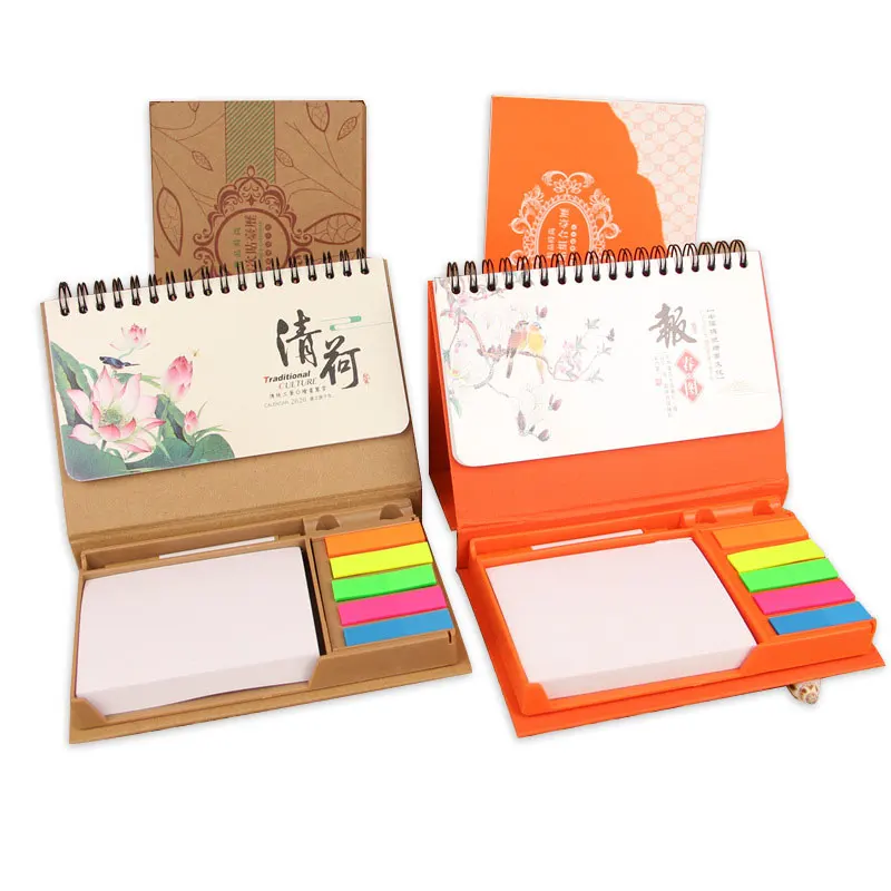 Promotional 2023 2024 Custom Monthly Printing Design Desk Base Calendar with Sticky Note Pad