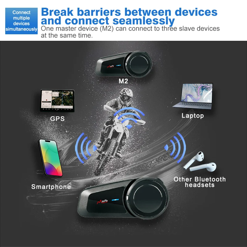MAXTO мотоциклетный шлем наушники Multi Person Bluetooth