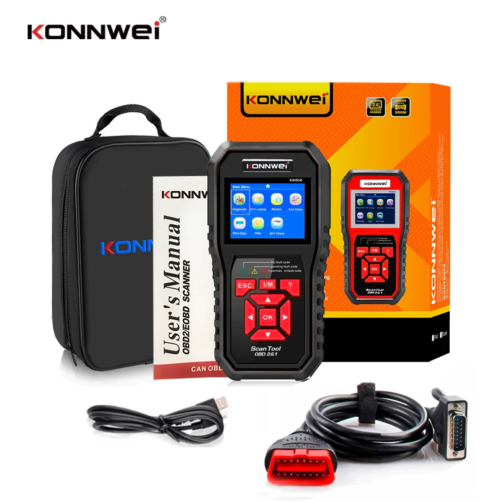 KONNWEI KW850 полный OBD2 автомобильный диагностический инструмент кВт 850 OBDII Авто сканер обновление бесплатно на