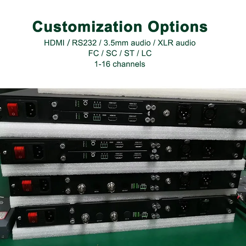 8 Channels 4 Bidirectional XLR Audio over Fiber Converter Extender Balanced Audio Fiber Optical Transceiver