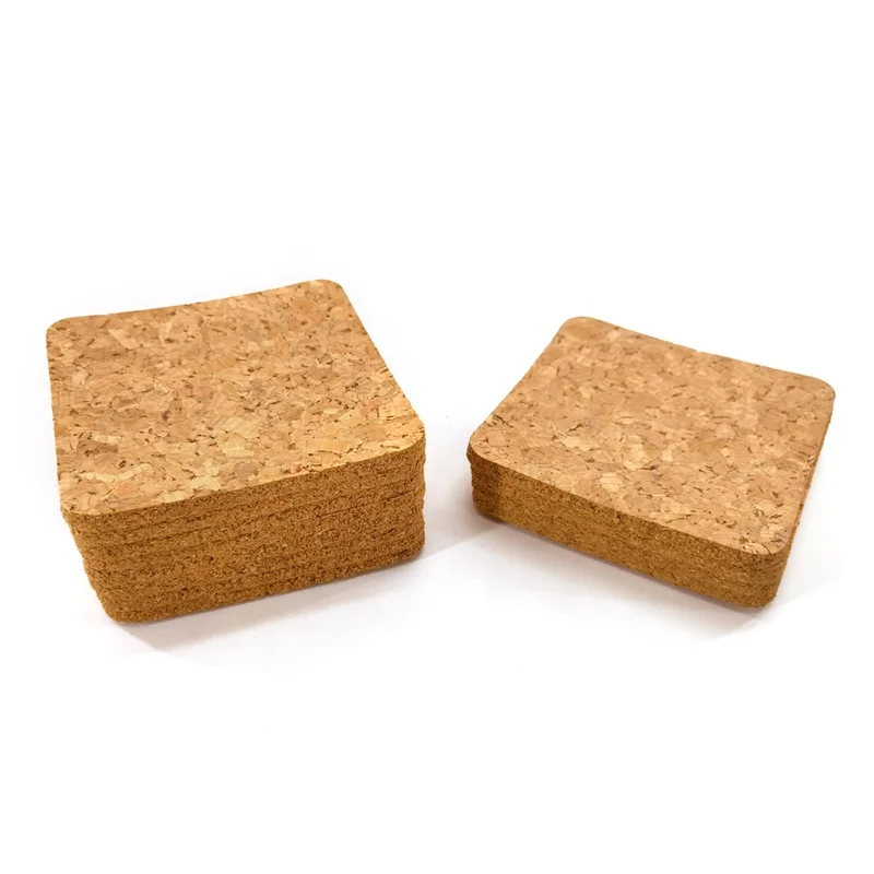 Mini pallet drink coffee cup coaster high quality custom blank plain round square shape solid cork wood coaster