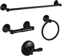 Wall Mounted Black Bath Hardware Set for Shower Room Stainless Steel 4PCS Hotel Ceramic Bathroom Accessories Set
