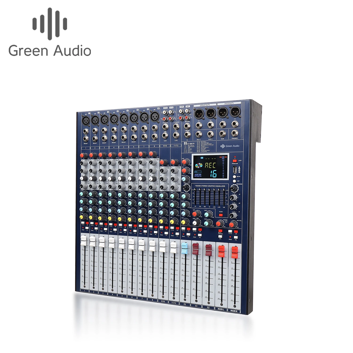 GAX-FX12 профессиональный аудио микшер консоль 12 каналов 99dsp USB звуковая карта записи MP3 реверберации процессор