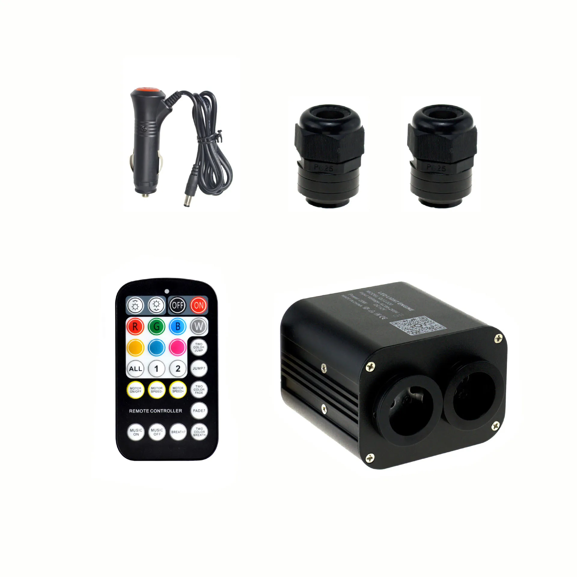 OEMtwo port with two color rgbw Music Effect interior Light Optical Fiber Cable starlight headliner kit
