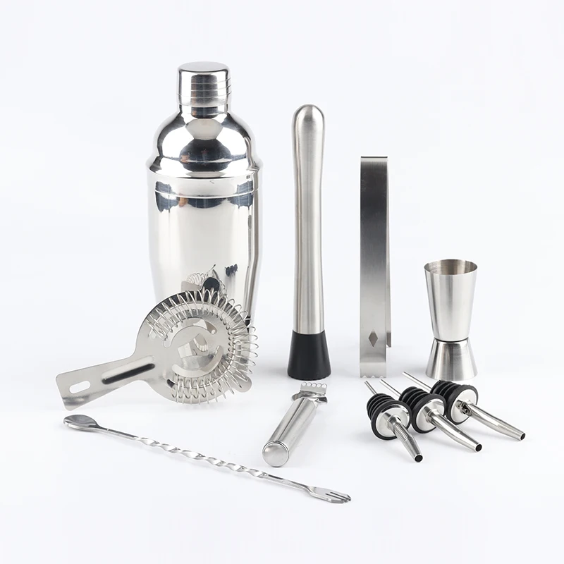 Wuyi Camol Shaker Set Cocktail 11pcs: 750ml Shaker, Jigger, Tools, Lemon Planer & Stand Bar Essential Kit Shaker Set Cocktail