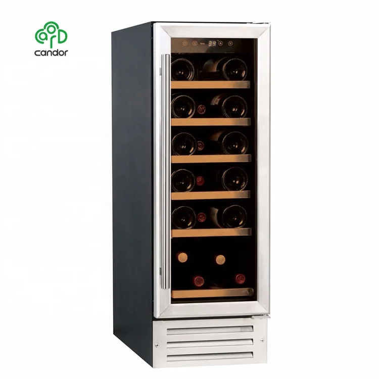 Stainless steel door and handle built-in under counter wine cooler with compressor 18 bottle volume