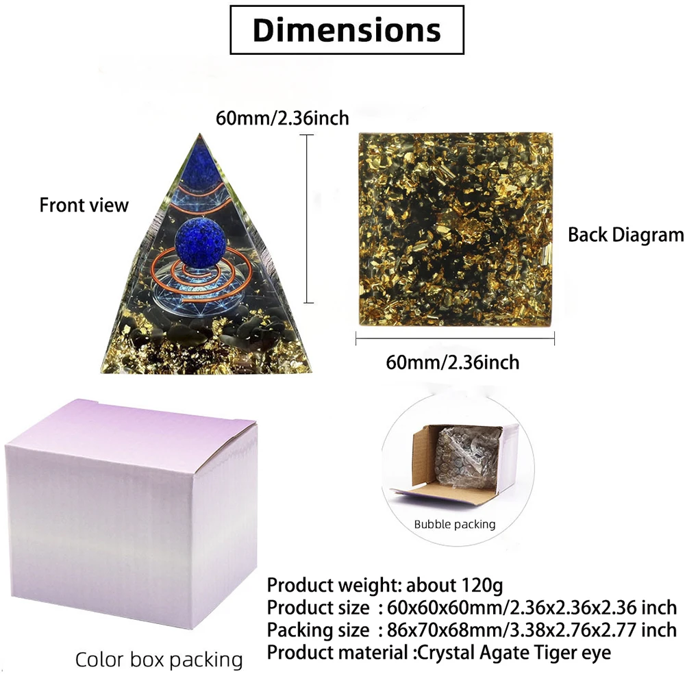 1 pc Natural Crystal Ball Pyramid Ornament Resin Glue Wrapped Crystal Gravel Home Small Ornament Box Popular Crafts