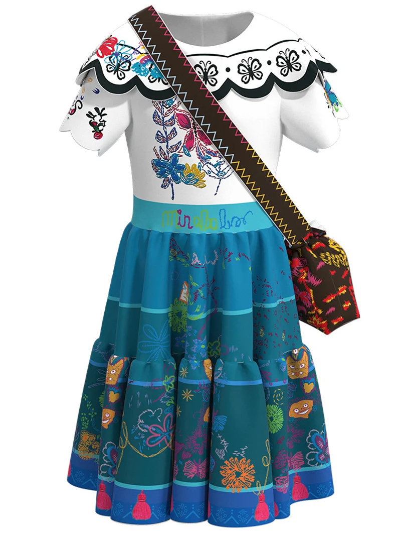 2022 Wholesale Kids Clothing Cartoon Princess Encanto Mirabel Costume Dress Party Birthday fancy cosplay girls dress