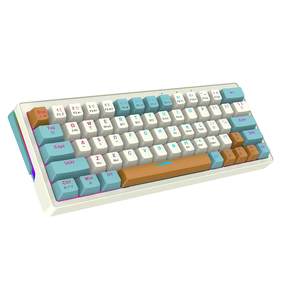 Rgb переключатель Горячая замена игровая механическая клавиатура 63 клавиши красочная анти gosting type-c 2,4G bluetooth трехрежимная клавиатура