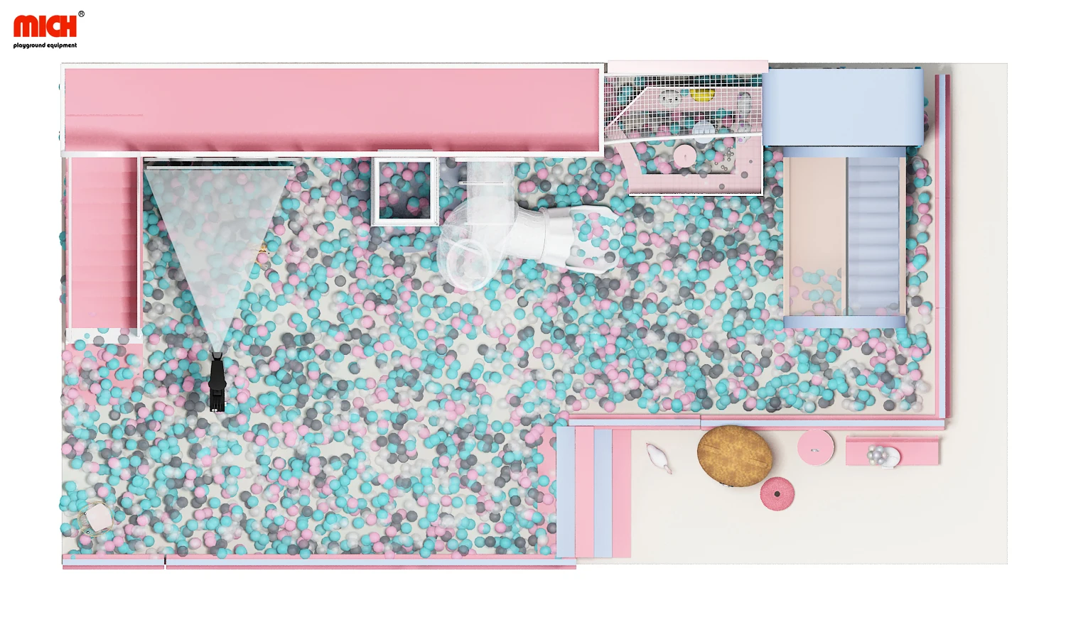 Kids Indoor Play House Ball Pool With Interactive Game Projector