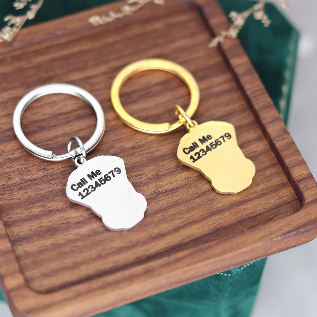 Stainless Steel Custom Name Keychains Women Tiki Mask Hawaii Luau Punk Key Ring Trendy Jewelry Engraved Keyring Men Gift