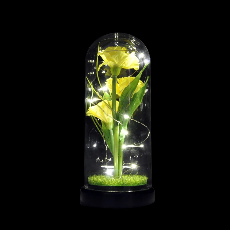 
2021 best selling Led Light Eternal Rose Glass Dome Flower Display for Her 