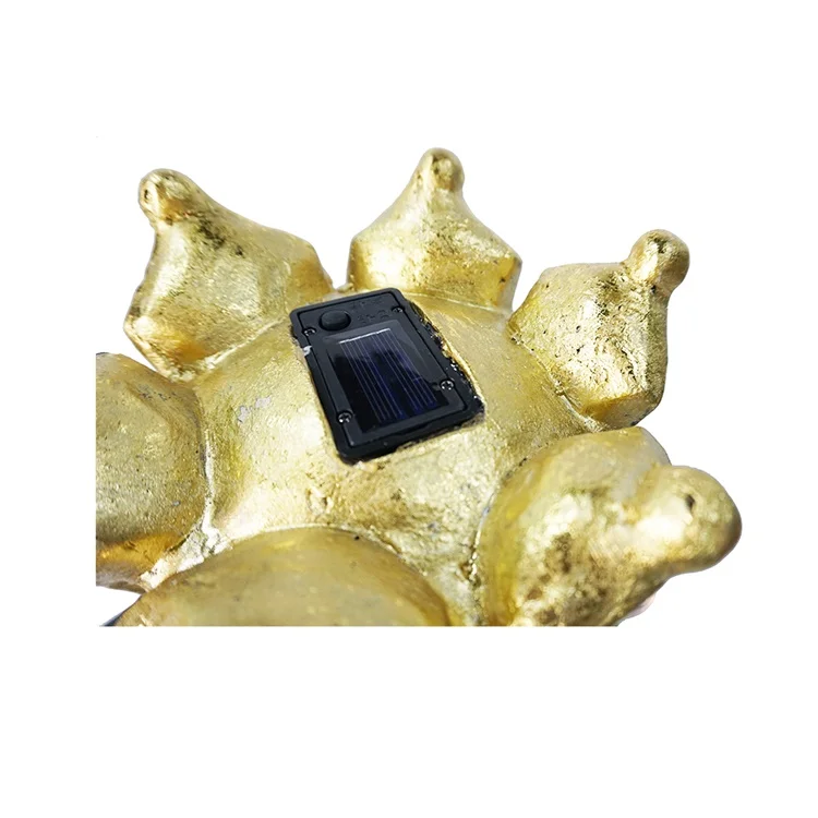 Golden Crown Lion with Solar LED Light Resin Craft Statue