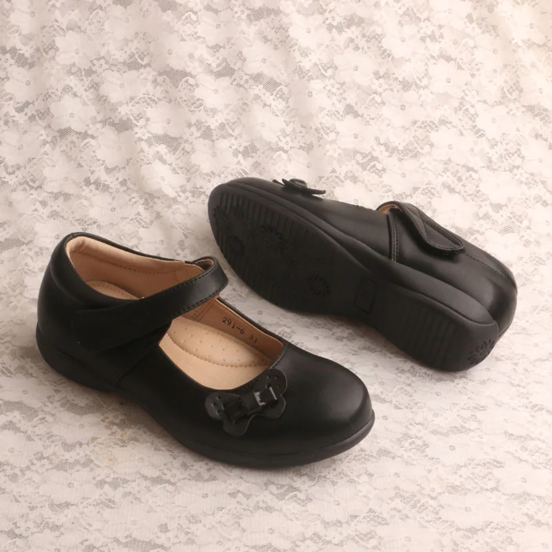 Customized Black Girls Uniform Shoes