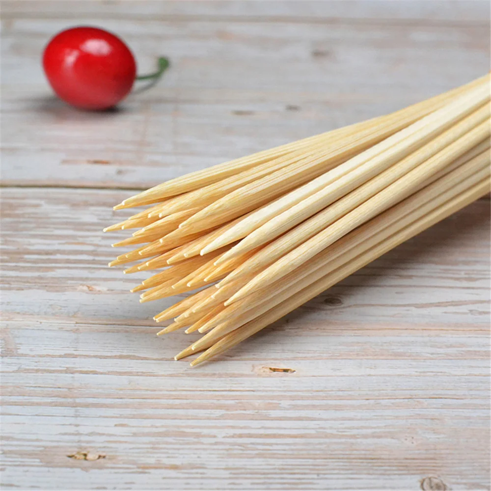 Biodegradable Skewers 20cm BBQ Disposable Barbecue Round Teppo Skewer Paddle Pick With Custom Logo