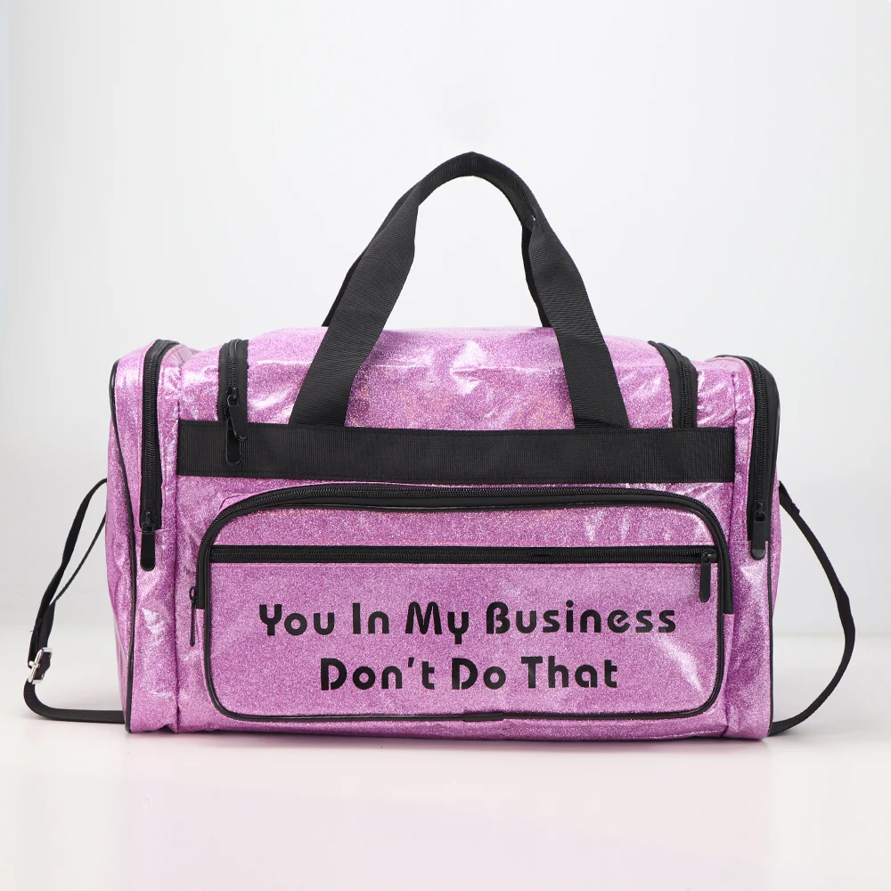 Wholesale spend a night bag overnight bling duffle handbag dry and wet Travel private label luxury glossy women spennanight bag