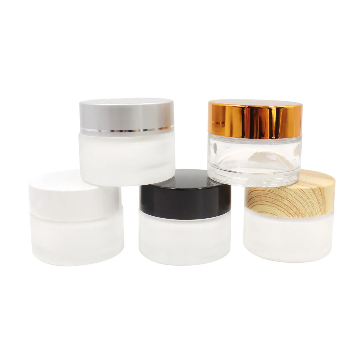 Fancy custom mini 5ml 10ml 15ml clear glass lip balm containers cosmetic cream jars 5g 10g 0.5oz skincare jar with lid