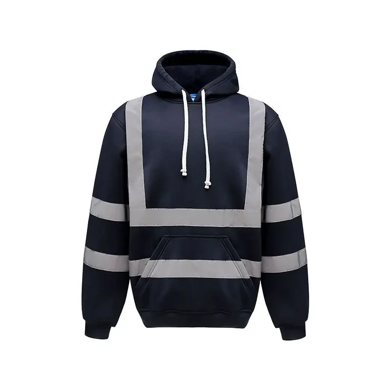 Mens High Visibility Sweatshirt Reflective Safety Fleece Hoodie Jackets