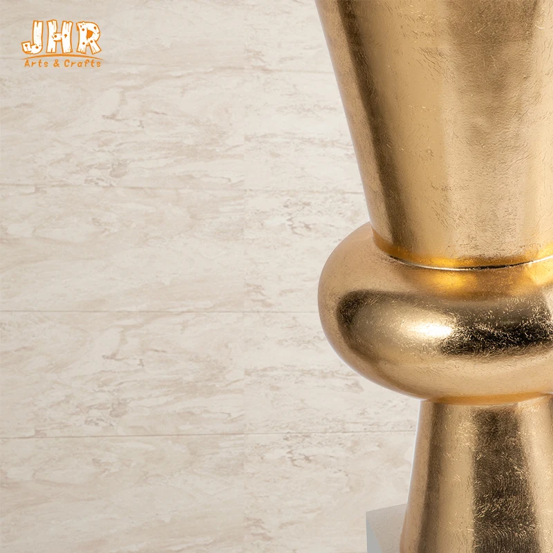 Trumpet Rose Gold Vase Fiberglass Planters With Frosted White Base Silver Planter Pots