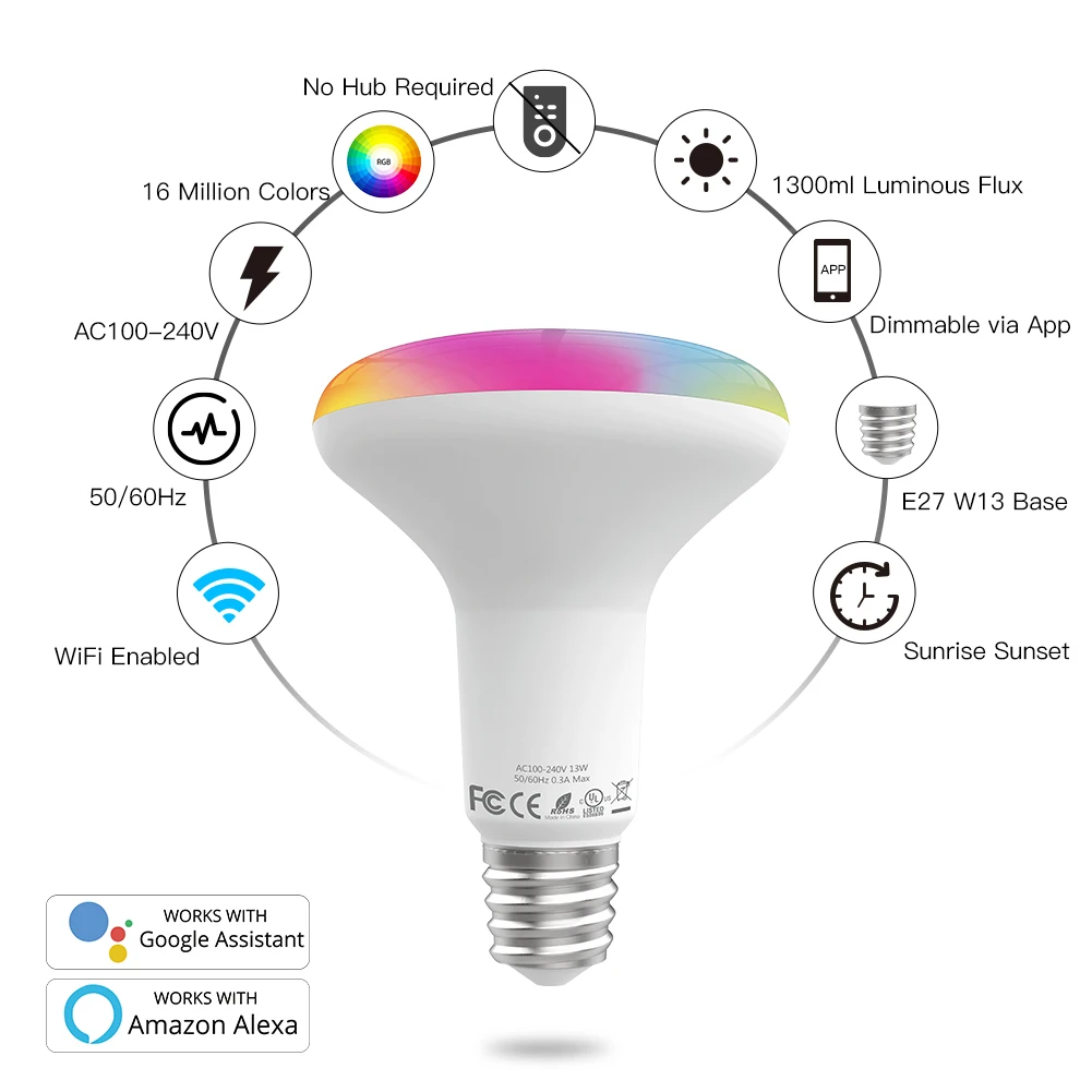 Shwuei High Quality Amazon Alexa Tuya Smart Life Remote Control Wifi Rgb Smart Home Led Bulb