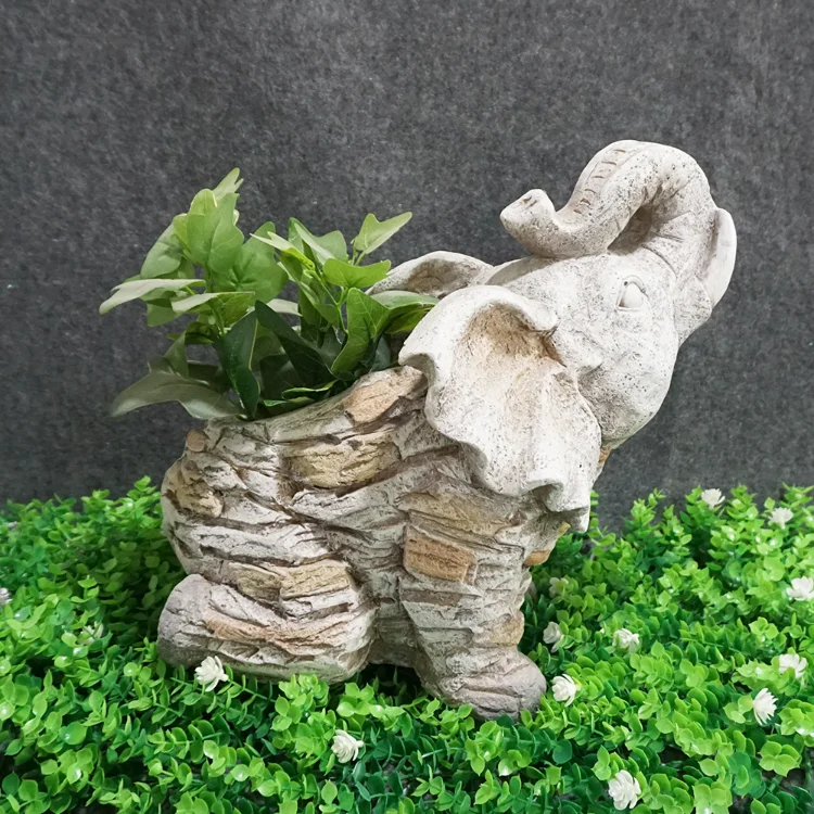 Multi-function Outdoor Decoration Animal Shape Elephant Statue Planters Resin Garden Flower Pots