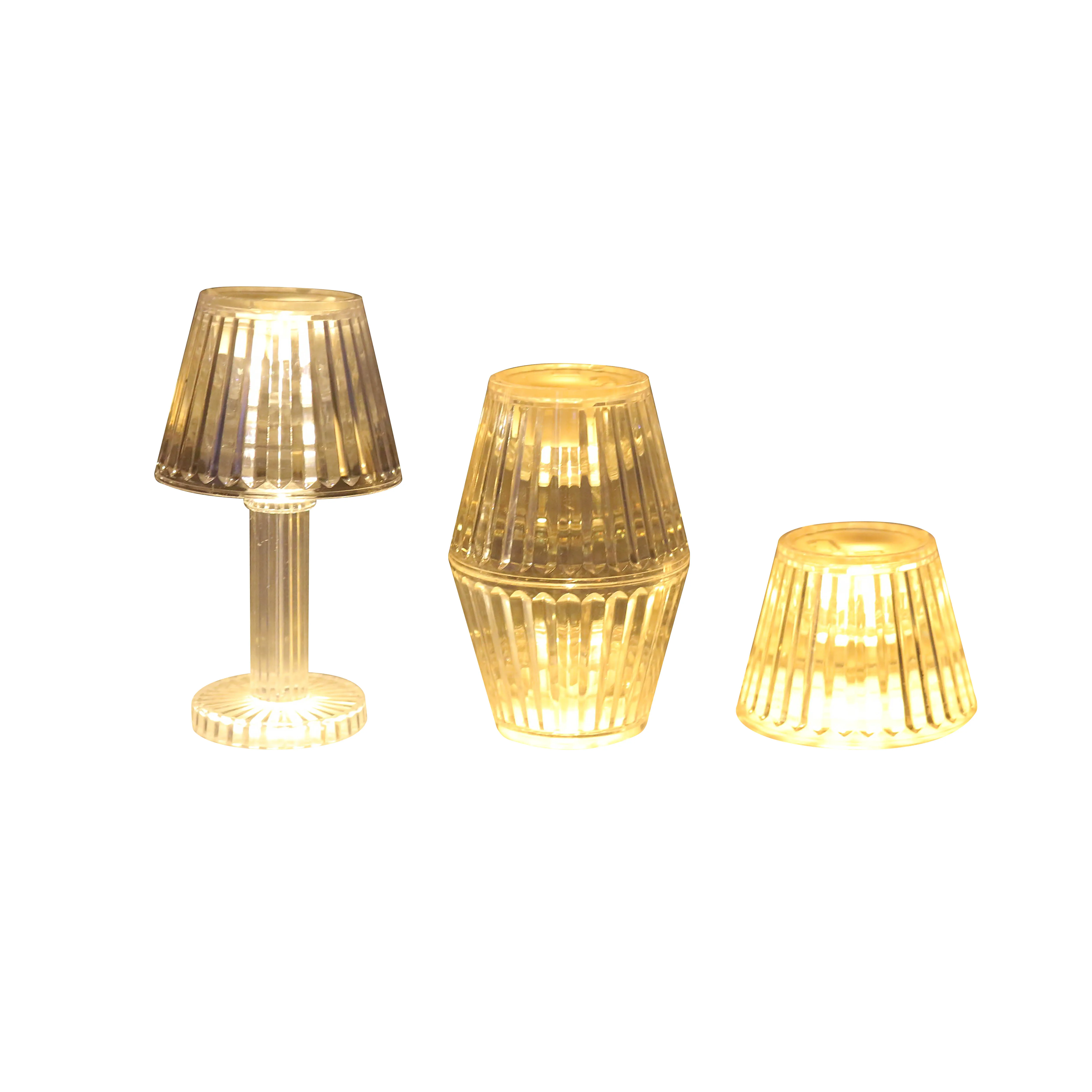 Crystal Lamp Table 3D Light Cordless Portable Decorative Night Light For Bedside