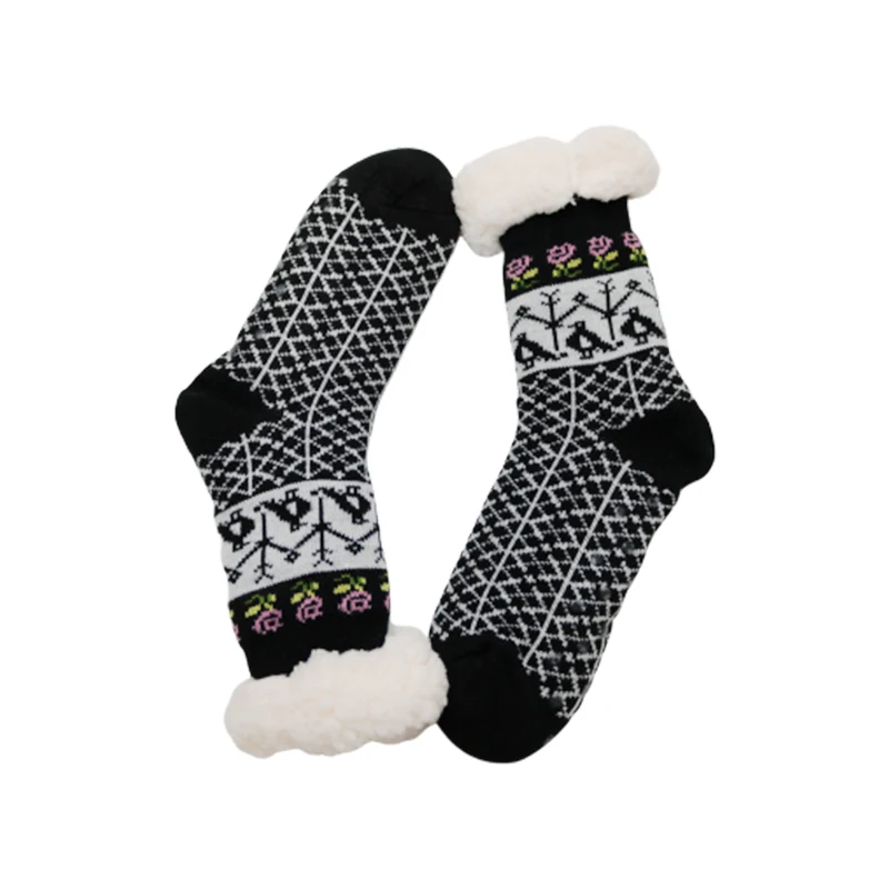 Custom Logo Women Home Fashion Slipper Socks Fuzzy Thick Warm Winter Heavy Fleece Lined Stockings Wholesale Socks Unisex