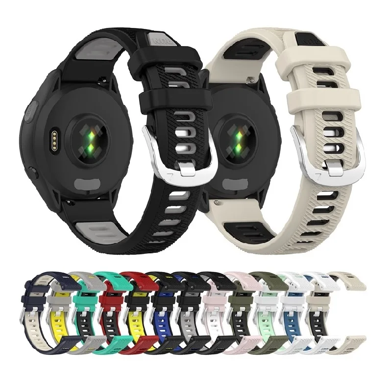 Двухцветный силиконовый ремешок 18 мм 20 22 браслет для смарт-часов Garmin предвестник 265 265s