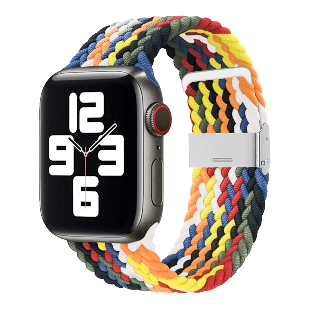  Для Apple Watch регулируемый плетеный ремешок для часов нейлоновый соло с пряжкой из нержавеющей стали наручные