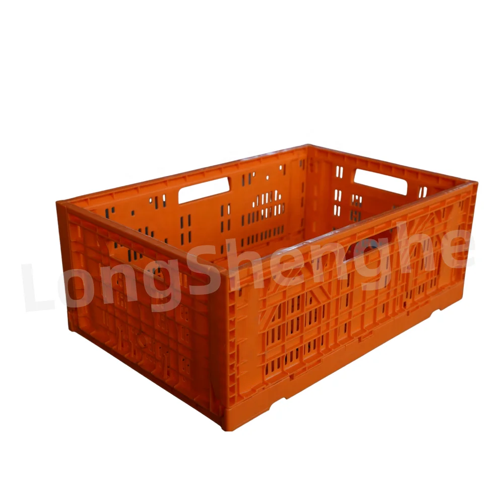 Longshenghe Recyclable Feature and Apparel Industrial Use Mesh Plastic Folding Crate Storage Transporting Box Crates