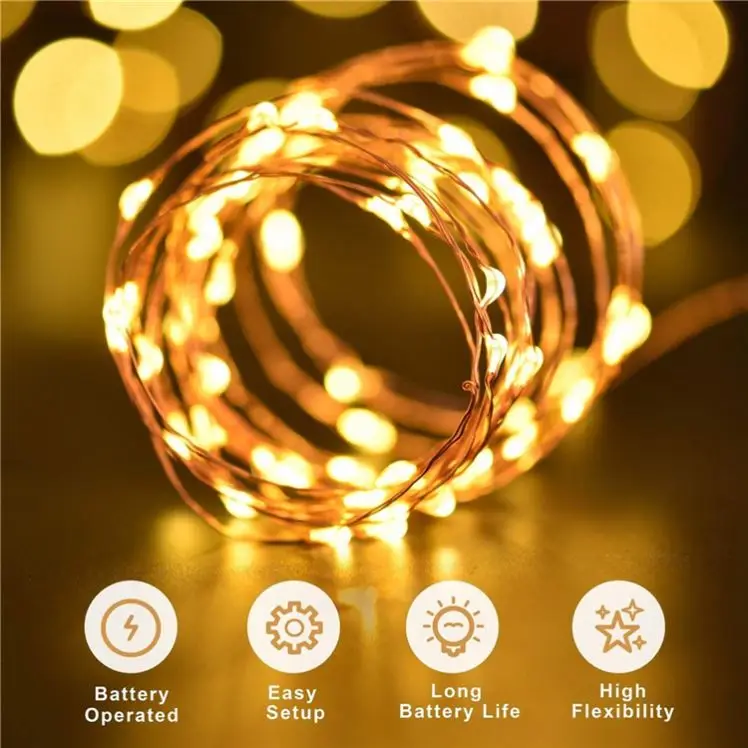 Fairy String Lights, 12 Pack Fairy Lights Battery Operated, 1M 10 LED Christmas Flexible Copper Wire Lights For Party