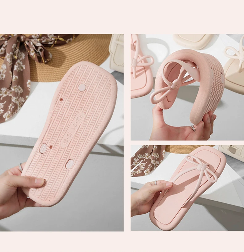 Summer Outdoor Beach Sandal PVC Sublimation Blank Bowknot Flip Flops Summer Thong Slippers House Flip Flops For Women