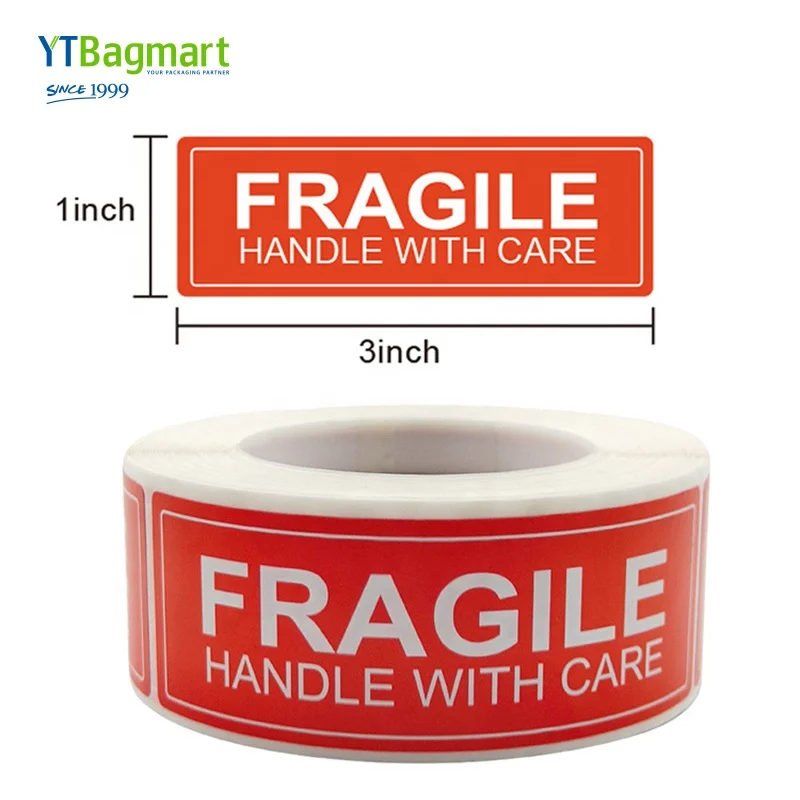 
YTBagmart 500 Labels/Roll Up And Handle With Care Sticker Warning Shipping Express Label Adhesive Custom Fragile Stickers Roll 