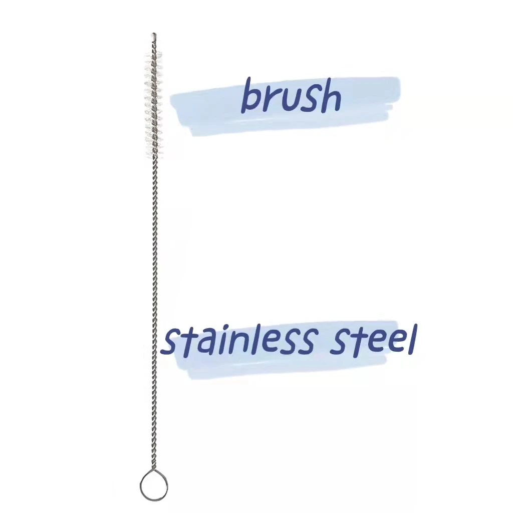 230mm stainless steel straw brush for bamboo silicone stainless steel straw cleaning brush