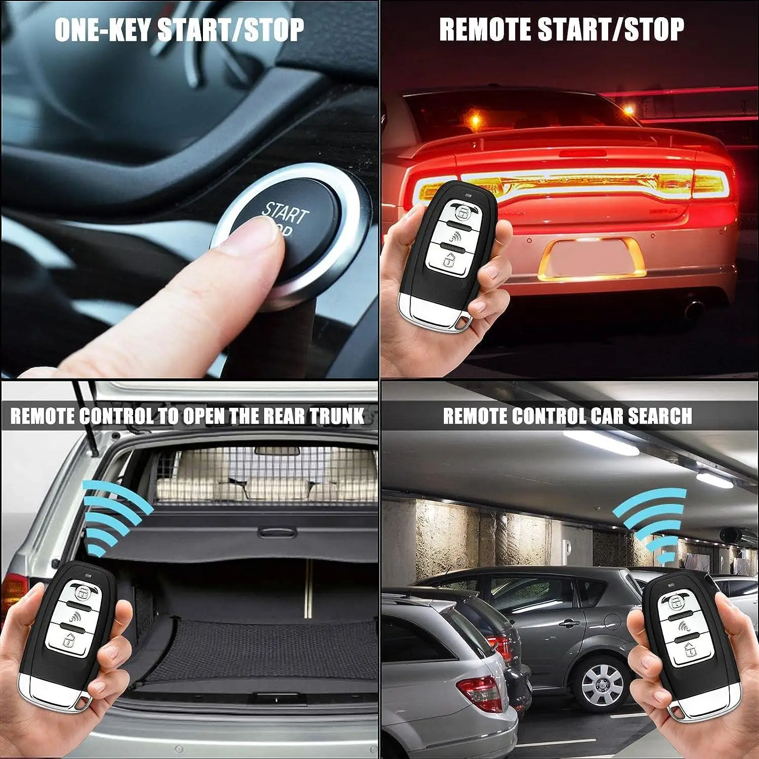 Factory Price Universal Car Alarm Remote Control PKE Car Keyless Entry Engine Start Alarm System Push Button Remote Start Stop