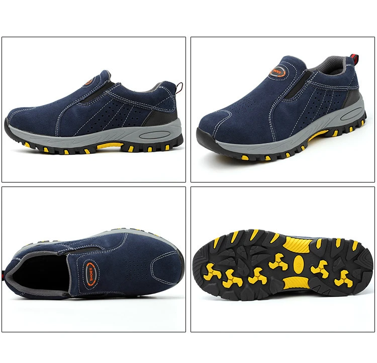 Wholesale Hot Selling Genuine Leather Upper Steel Toe  Anti Impact Anti Slip Safety Shoes Without Lace