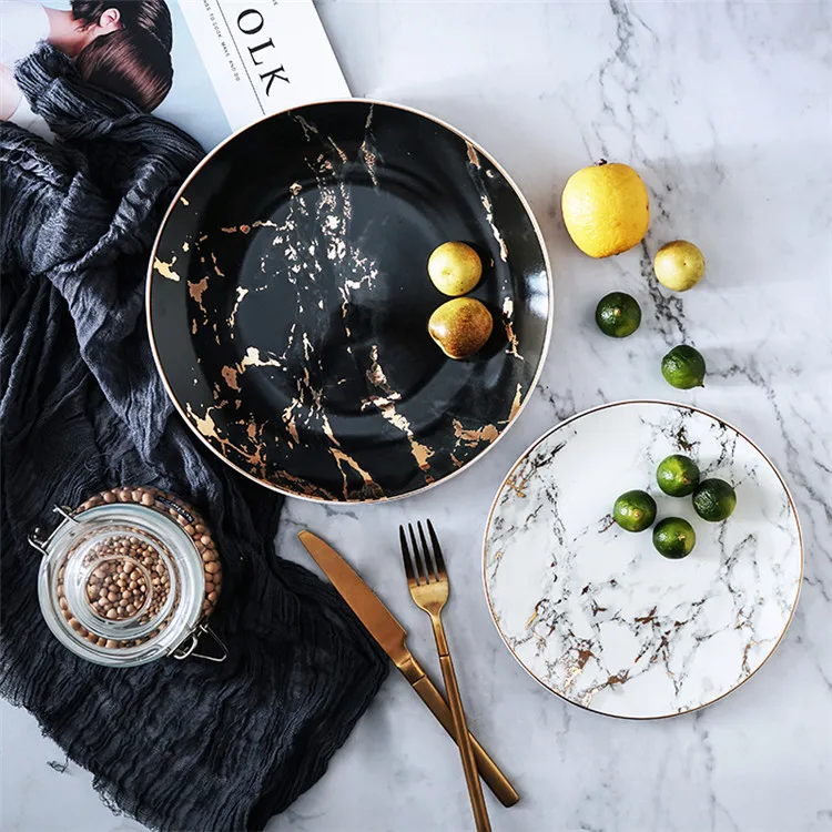 Причудливый мраморный дизайн зарядное устройство обеденная тарелка керамические тарелки для торта вечеринки