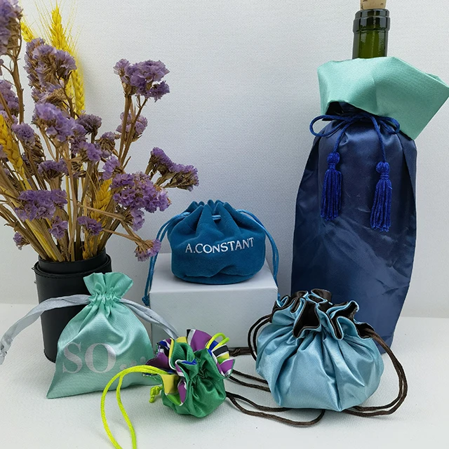Drawstring Satin Dust Bags for Handbag Luxury Canvas with Women Packaging Reusable Silk Cotton Black Cotton Rope Shoe Dustbag