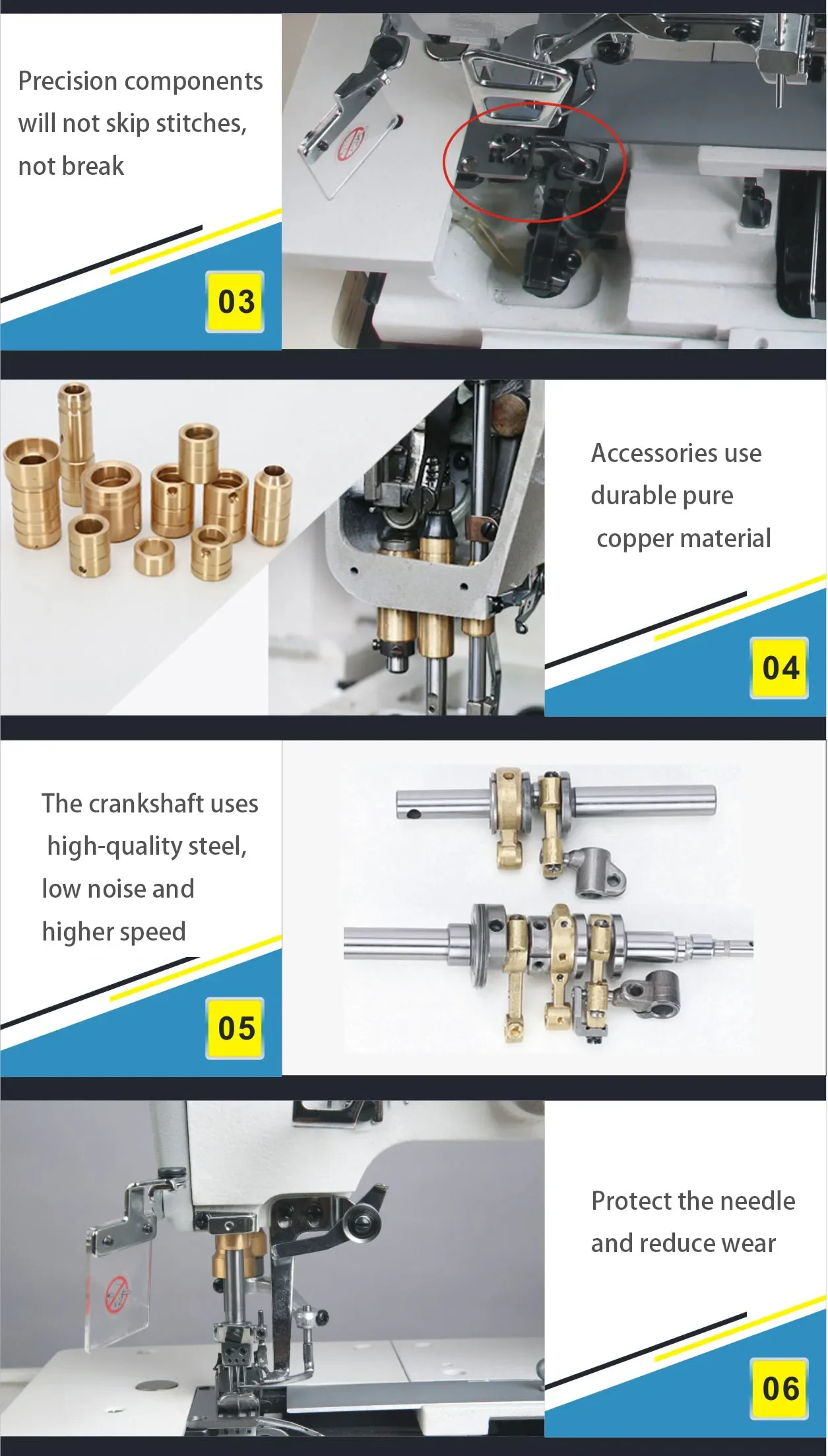 JK 500B High-Speed Interlock Sewing Machine Flat-Bed Cover Stitch Computerized Mechanical 220V Metal Construction Walking Foot