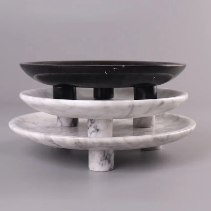 Натуральное хранение Nero Marquina круглый мраморный поднос для украшения дома