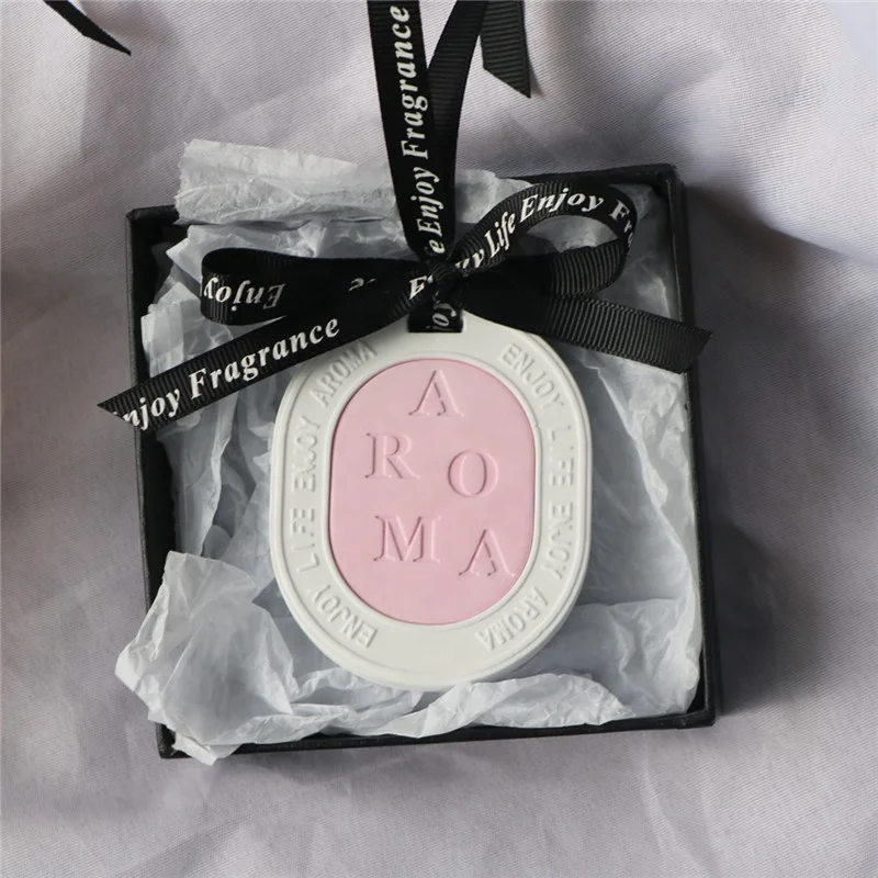 Ins Multiple Color Matched Home Fragrance Oval Hanging Ceramic Aroma Stone Essential Oil Diffuser