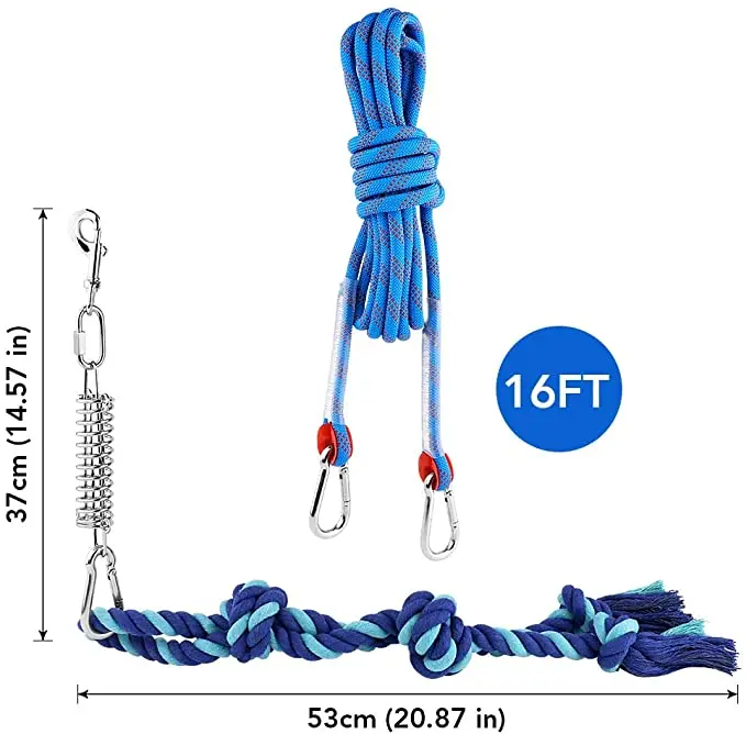 Пружинный полюс, веревка для собак, игрушка с прочным веревкой 16 футов, тянущаяся Тяговая тяга, Тяговая игрушка для уличных упражнений
