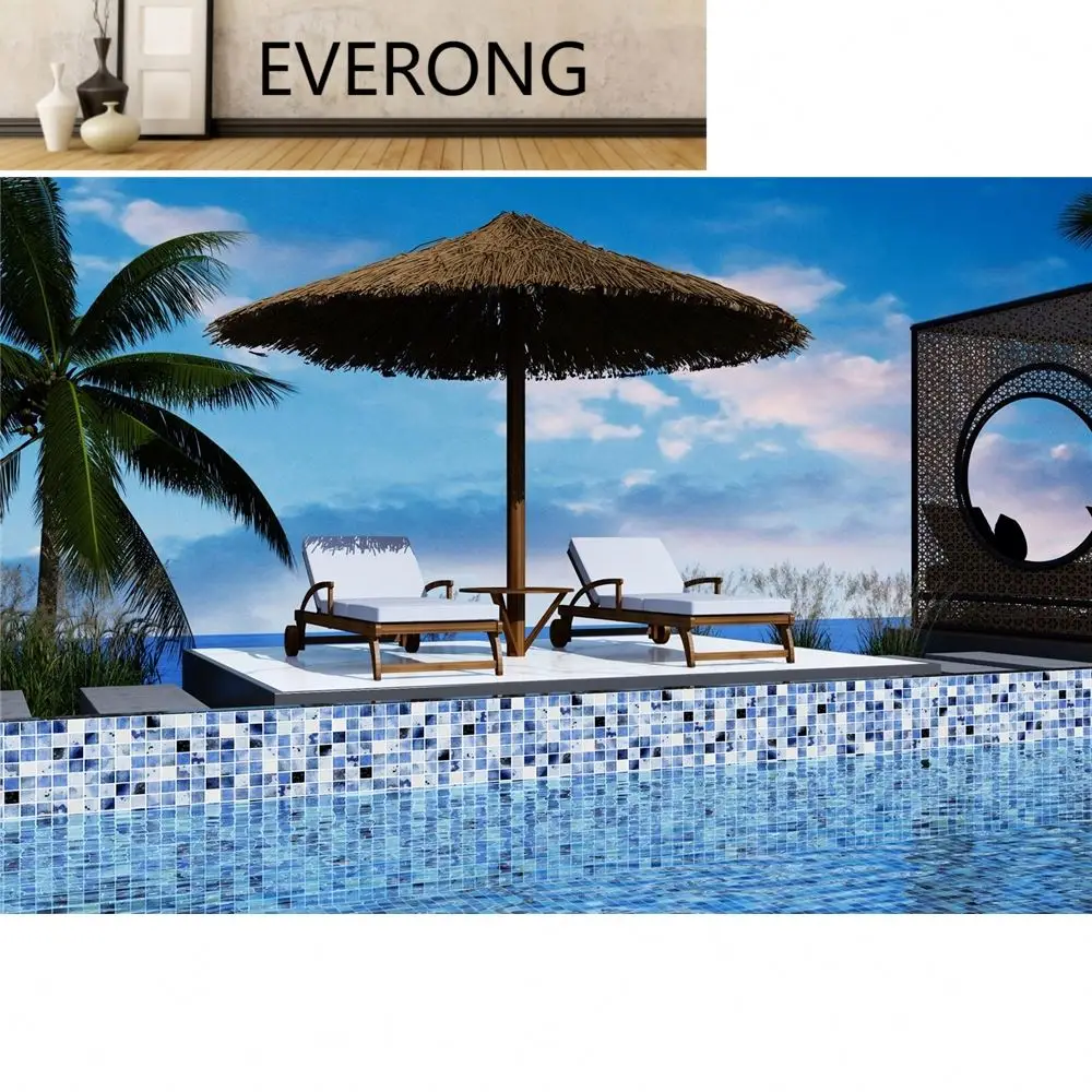 Wholesale Porcelain Ice Crackle Mosaic Tile 300x300 Glazed Aqua Blue Ceramic Mosaic Swimming Pool Tiles