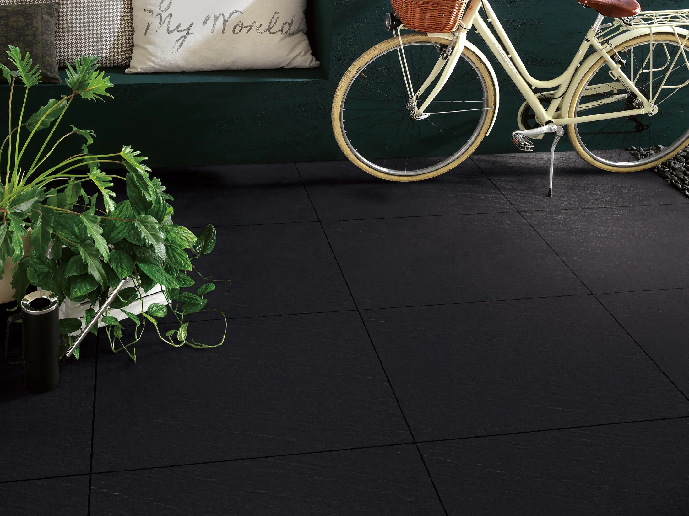 Pure black color ceramic floor tile 600x600