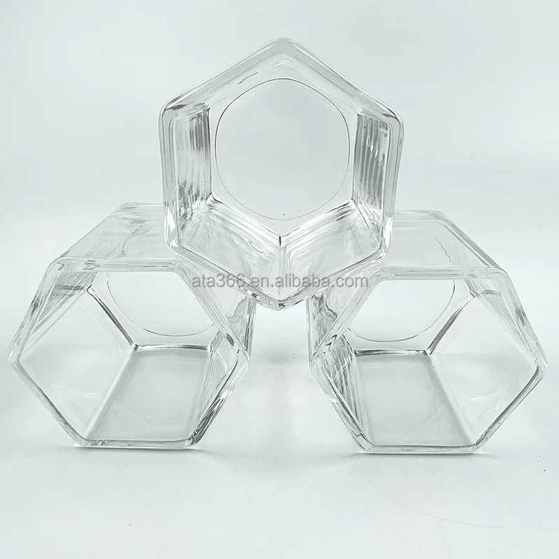 Factory Price High Quality 10oz Clear Hexagon Glass Unique Candle Jars Candle Jar for Luxury Candles
