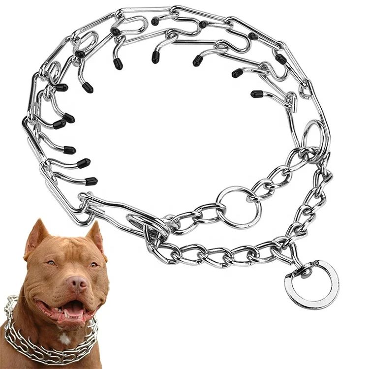 Luxury Pet Training Chain Tactical Cuban Link Spiked Pitbull Supplies Necklace Heavy Duty Metal Stainless Steel Prong Dog Collar