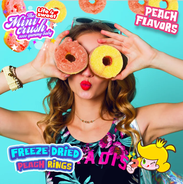 New Arrival Hot Freeze Dried Candy 50g Peach Ring Shape