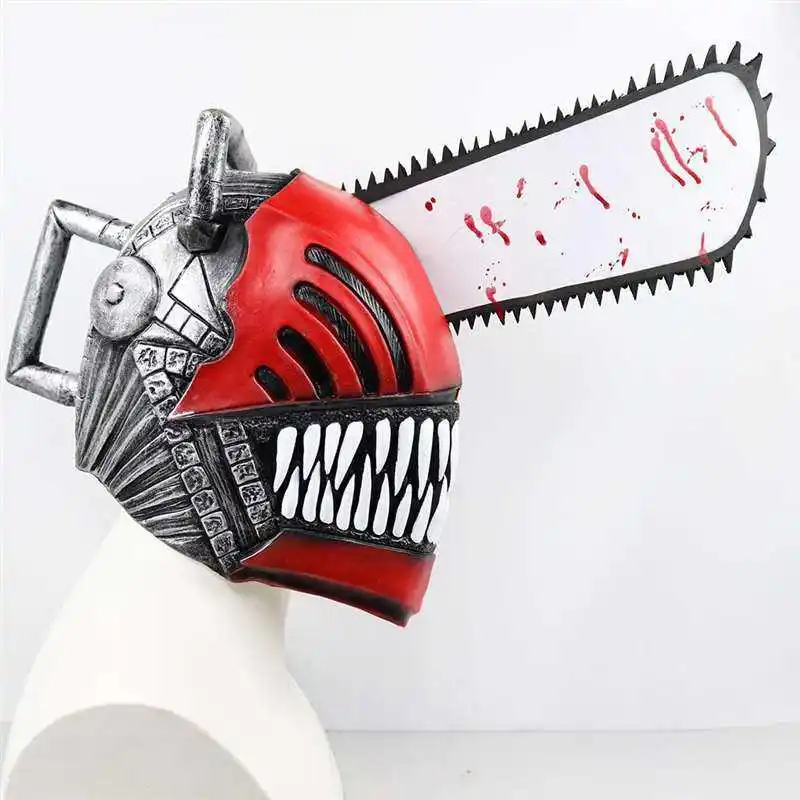 Anime Chainsaw Man Latex Masks Horror Masquerade Halloween Mask Cosplay Party Eco-friendly Realistic Human Latex Head Mask Men